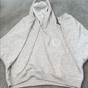 grey cropped pink hoodie